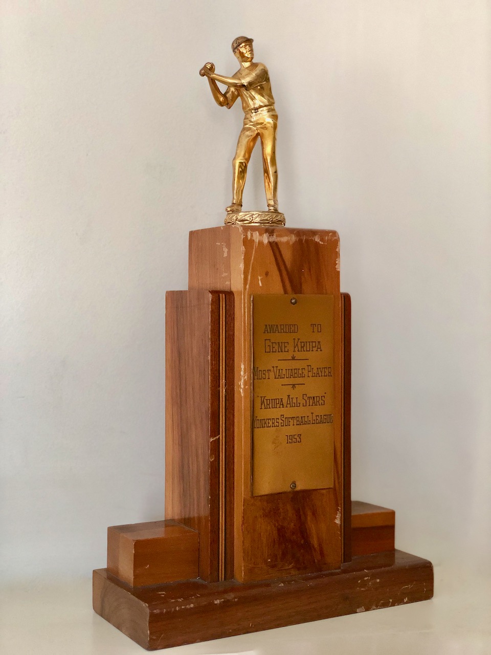 Gene Krupa's 1953 Most Valuable Player Trophy